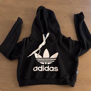 Adidas Women’s Cropped Black and White Hoodie